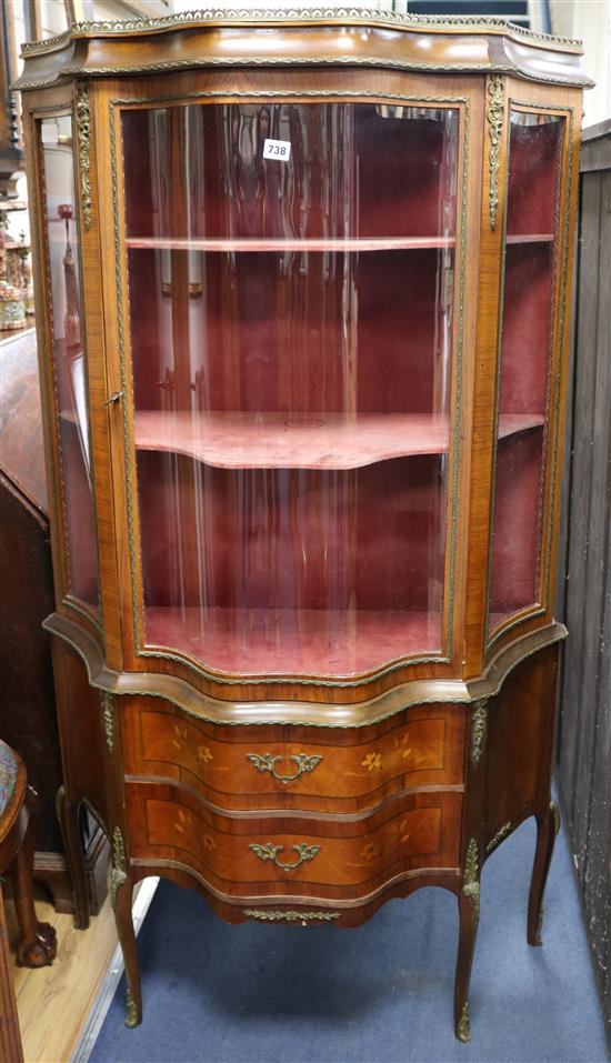 An inlaid Kingwood vitrine, H.156cm